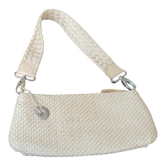 The Sak Small Nylon Woven‎ Cream Bag With Detachable Strap Clutch Or Shoulder - Picture 3 of 9